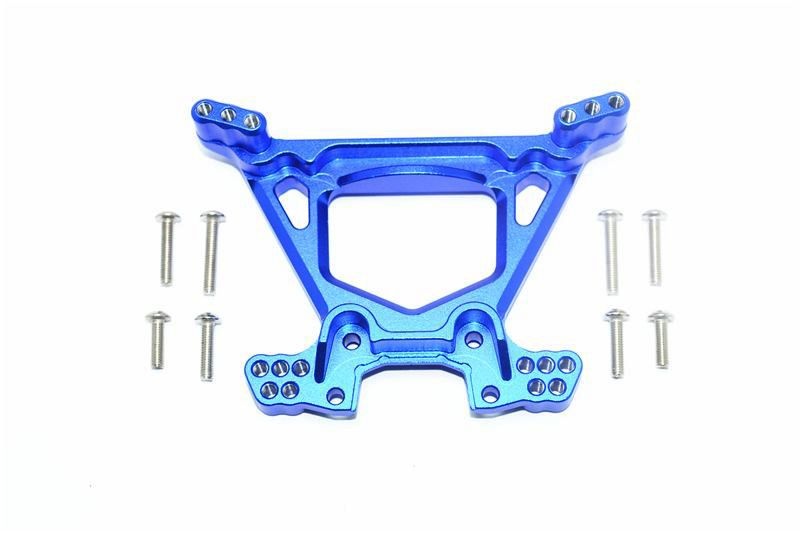 GPM Alu Dämpfersteher hinten blau Traxxas Rustler, Hoss 4x4