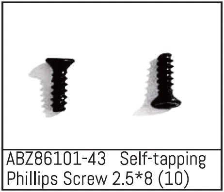 Absima Self-tapping Phillips Screw 2.5*8 - Mini AMT (10) Z86101-43