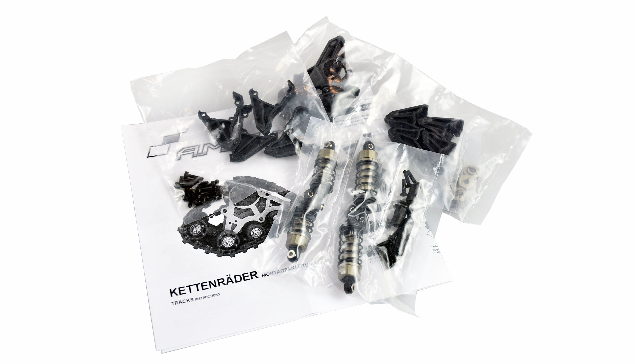 Amewi Kettenfahrwerk mit Dämpfungssystem Gun Metal, 4 Stück 28360