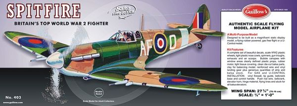 Guillow Supermarine Spitfire Lasercut Balsabausatz 403