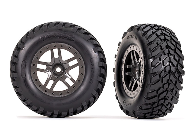 Traxxas SCT Reifen auf SCT Felge grau (2) 2WD hinten, 4WD v/h (TSM rated) 6964