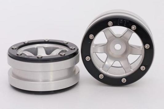 Metsafil Beadlock Wheels PT- Wave Silber/Schwarz 1.9 (2 St.)  MT0070SB