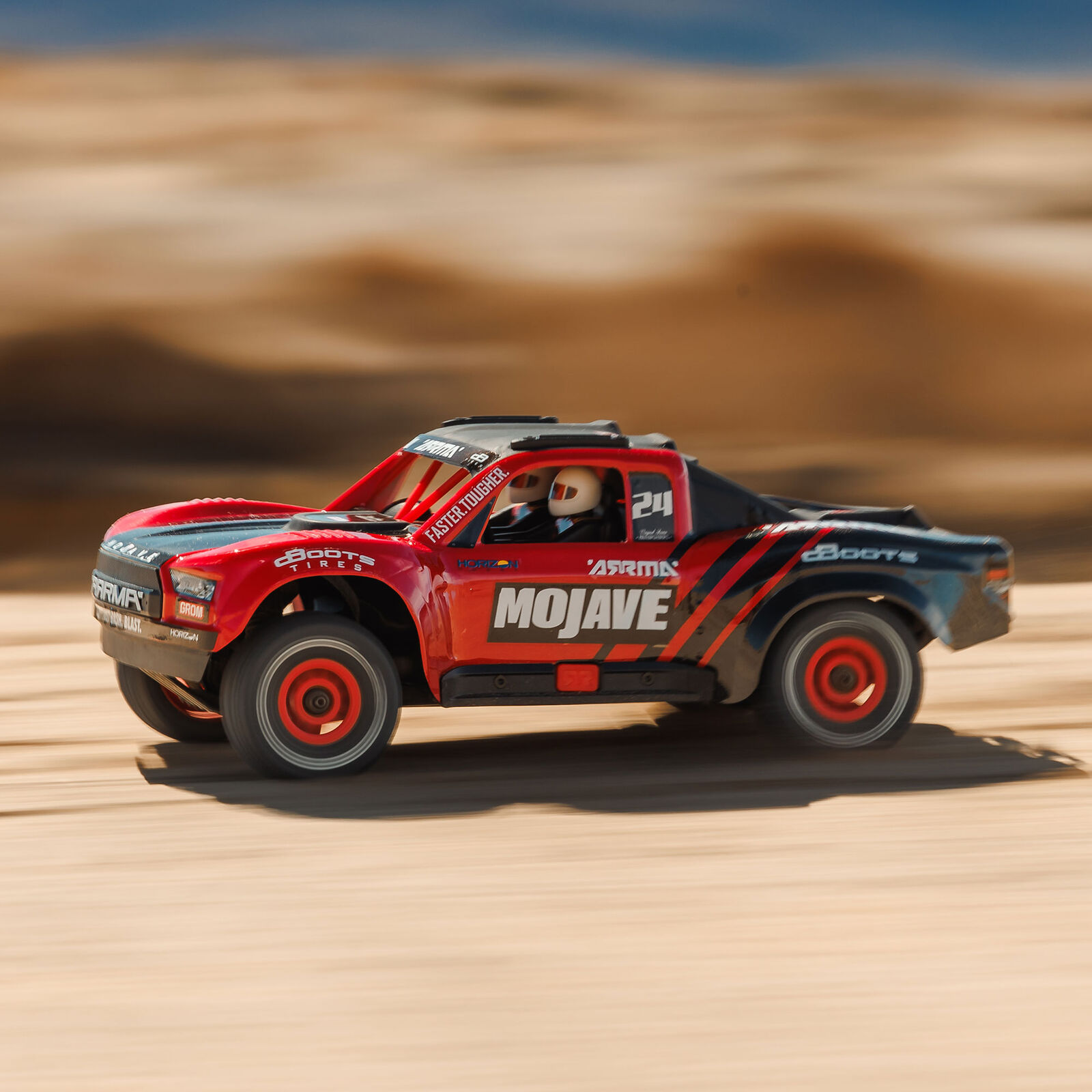ARRMA MOJAVE GROM MEGA 380 Brushed 4X4 Small Scale Desert Truck RTR mit Akku & Lader, Red/Black ARA2104T1