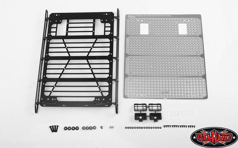 RC4WD Command Roof Rack w/ Diamond Plate & 2x Square Lights VVV-C0999