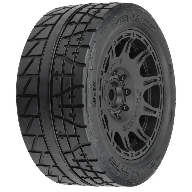 ProLine Menace HP 5.7” Strassen BELTED Reifen montiert auf Raid Black 8x48 Removable 24mm Hex Wheels (2) für X-MAXX, KRATON 8S & Other Large Vehicles Vorne or Rear