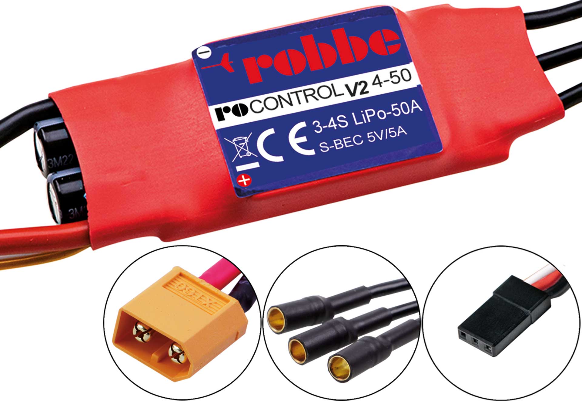 Robbe RO-CONTROL 4-50 V2 3-4S -50(70)A 5V/5A SWITCH BEC Regler 8738