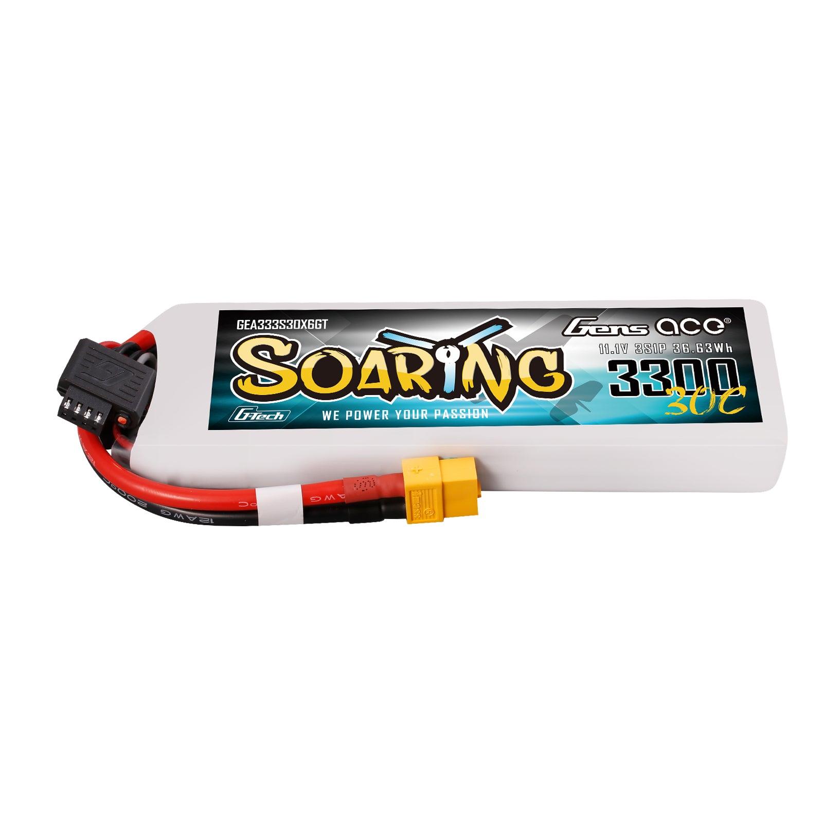 Gens Ace Soaring 3300mAh 3S 11.1V 30C G-Tech Lipo Akku mit XT60 Stecker GEA333S30X6GT