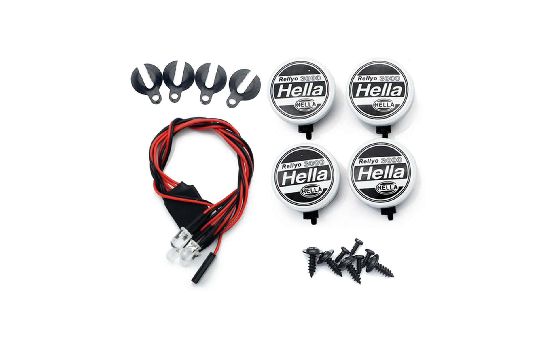 HRC Lichtset 1/10 oder Monster Truck / JR Stecker Hella Cover 4x Weiss LED HRC8723A4 - Abbildung 1