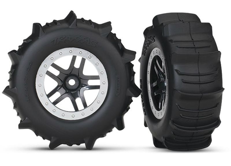 Traxxas Paddle-Reifen auf Felge SCT Split-Spoke satin chrome, beadlo 5891