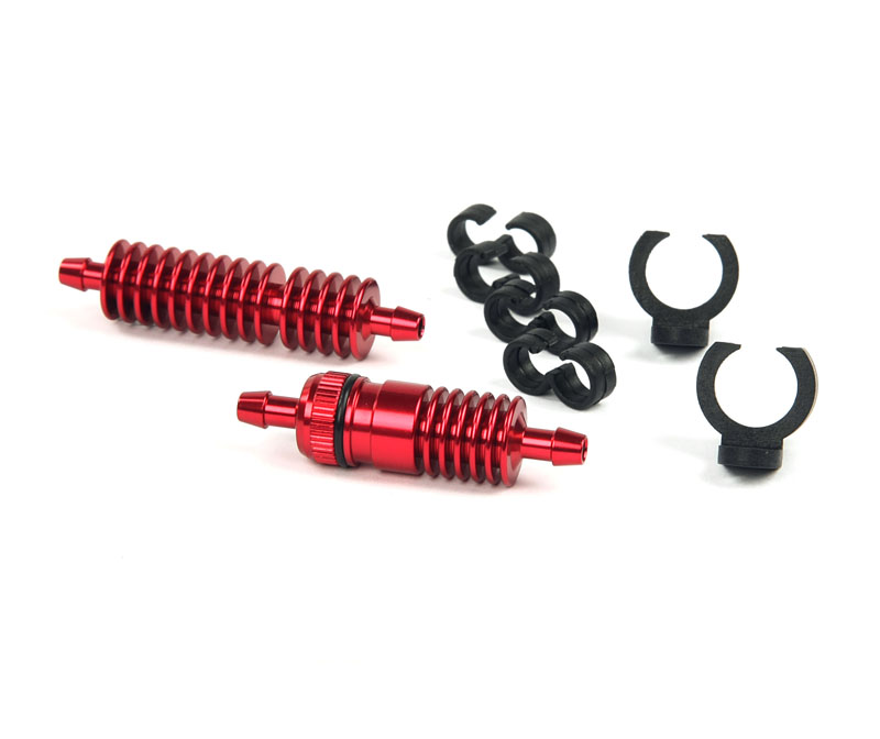 R07128R Set Spritfilter und extra Kühler Rot (inkl. Halter & Clips) - Abbildung 1
