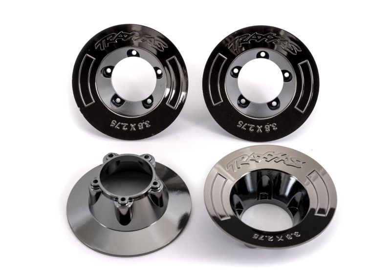 Traxxas Felgen-Abdeckung schwarz chrome (4)  für 9572 Felgen 9568T