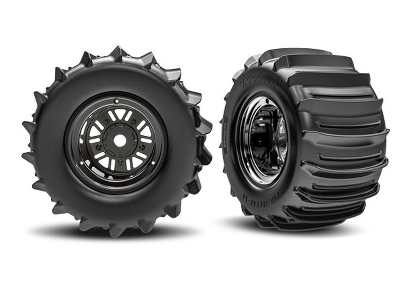Traxxas Paddle-Reifen hi auf Felge schwarz/chrome Funco 10973-BLKC - Abbildung 1