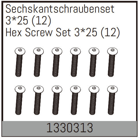 Absima Sechskantschraubenset 3*25 (12 St.) 1330313