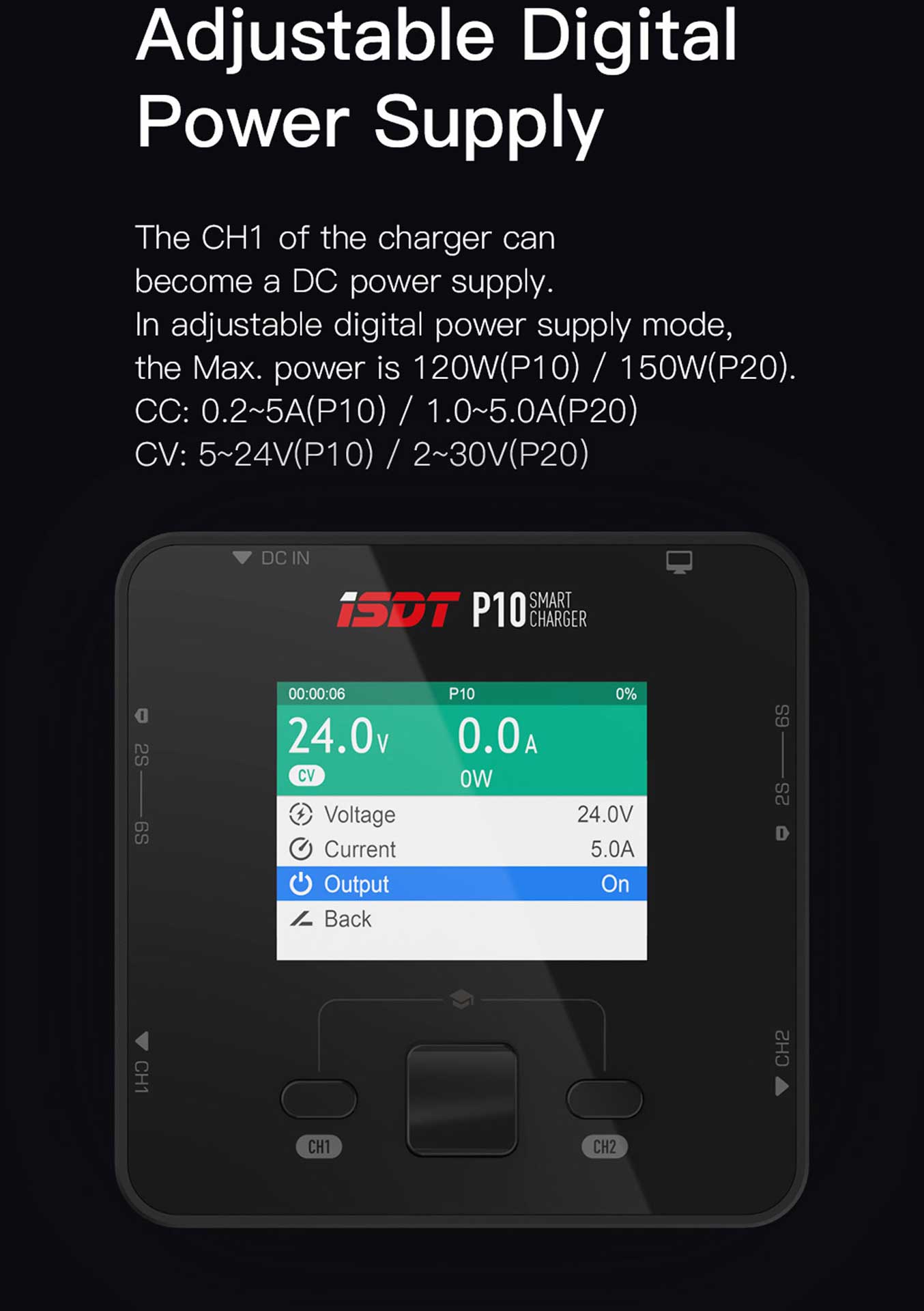 ISDT P10 Dual Smart Charger 1-6A 250W (x2) 10A (2x) 400W/16A parallel Ladegerät P10