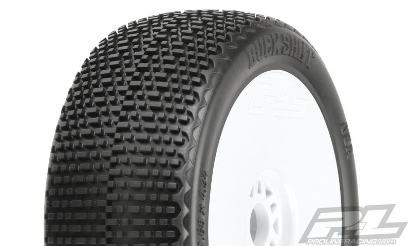 Pro-Line Buck Shot S3 (Soft) verklebt auf Felge weiß Verbrenner 1:8 Offroad *neuer Preis* 9062-233