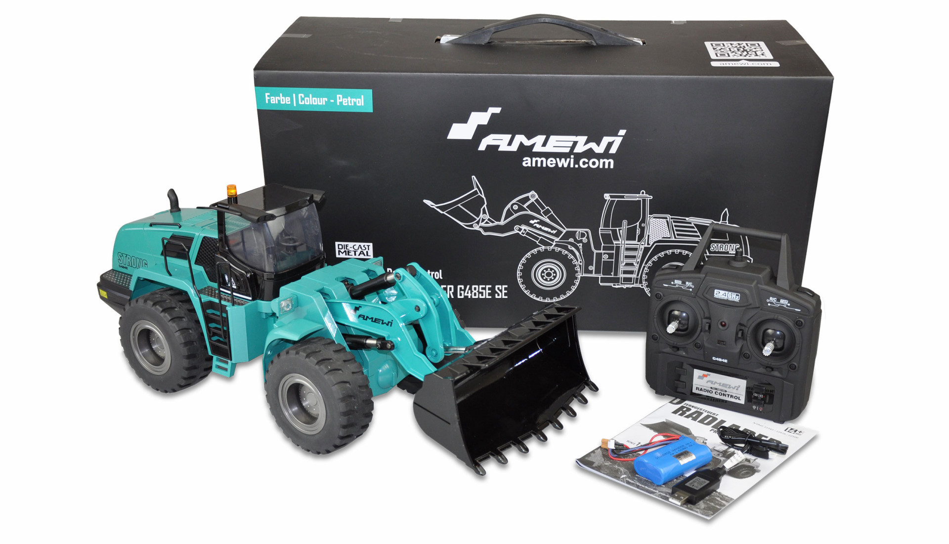 Amewi Radlader G485E SE Petrol 1:14, Teilmetall RTR, Sound, Licht, 10-Kanal 22538 - Abbildung 8