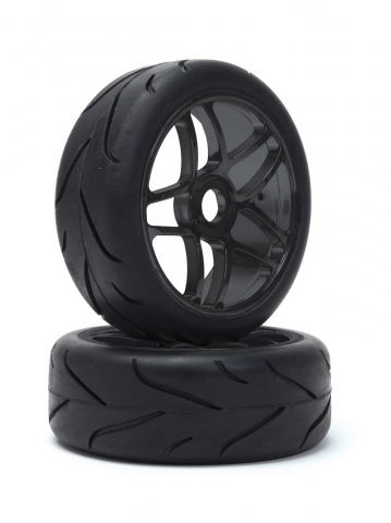 LPR VTEC 1/8 Off-Road Buggy -Racing Slick- Komplettrad - Strassenreifen auf gold-chrom Felge (1 Paar) 65571