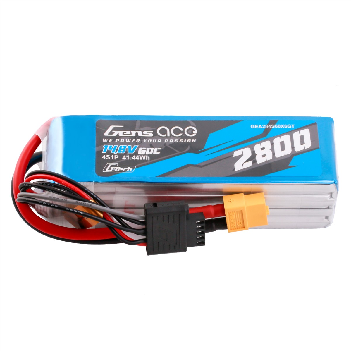 Gens Ace G-Tech 2800mAh 14.8V 60C 4S1P LiPo Akku Pack mit XT60 Stecker GEA284S60X6GT