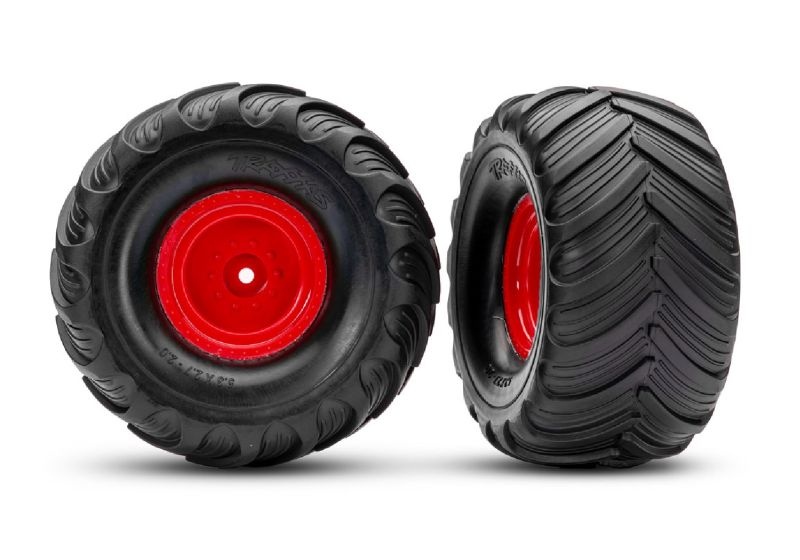 Traxxas Terra Groove Reifen auf Felge vo rot (2) 3665-RED