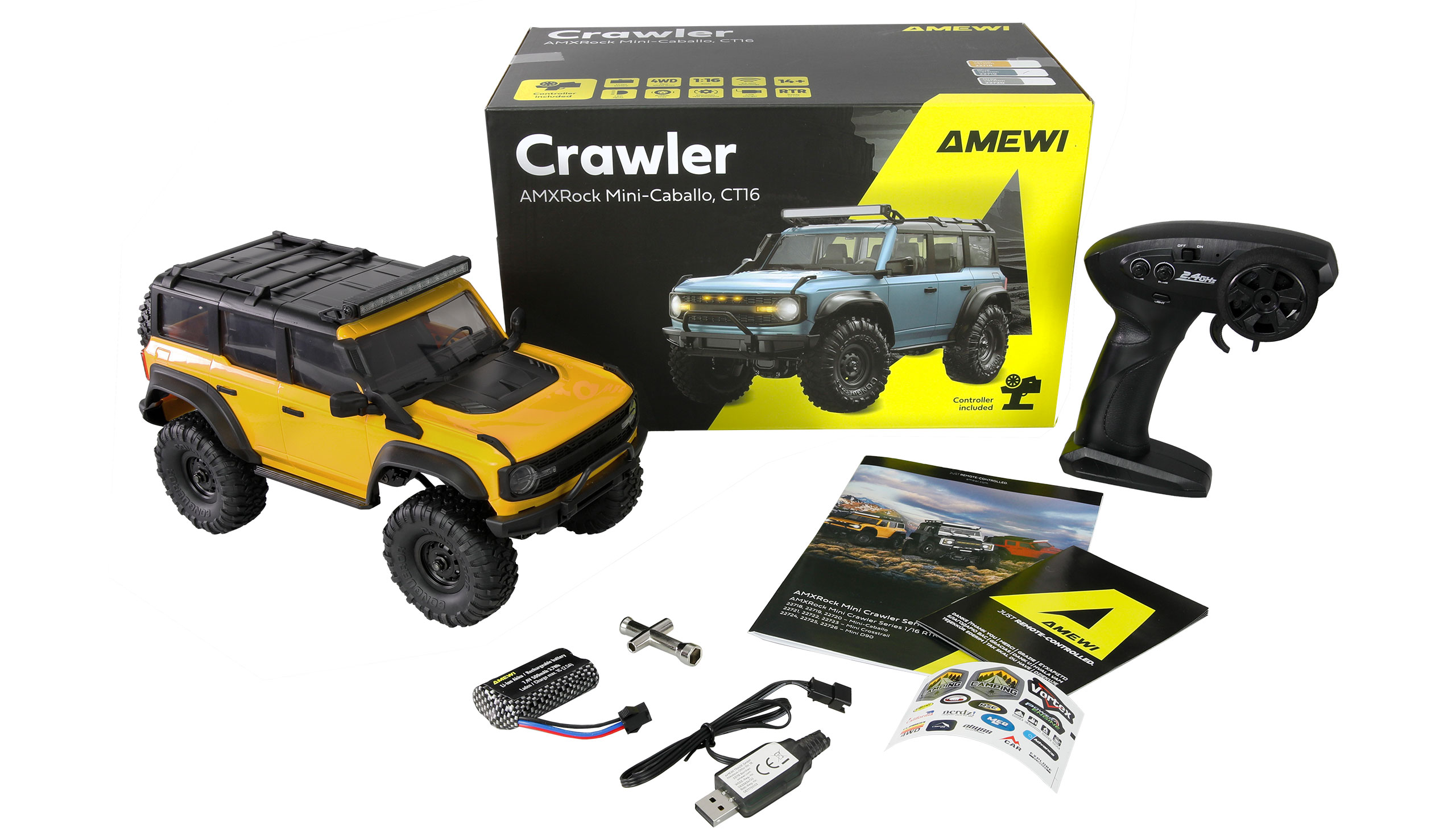 Amewi AMXRock Mini-Caballo Scale Crawler 4WD 1:16 RTR gelb 22718
