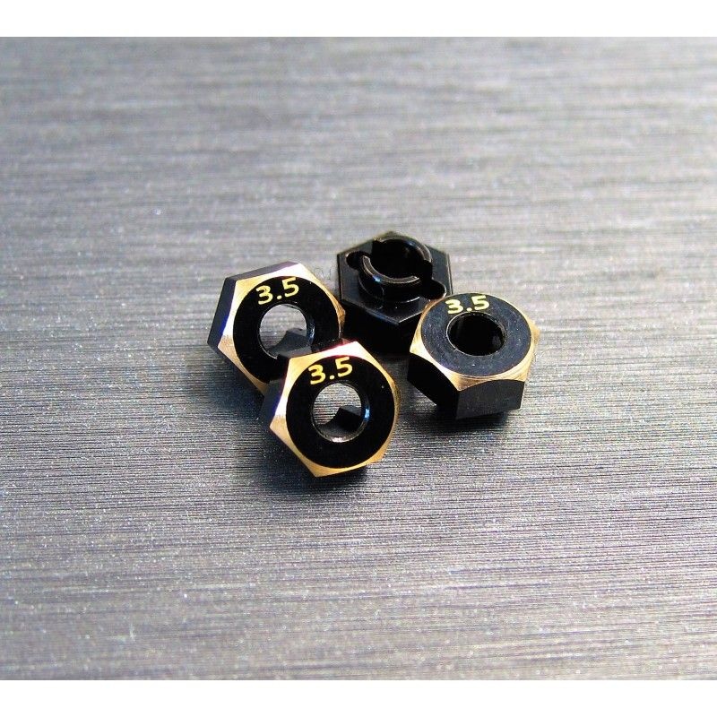 SAMIX Sechskant-Radmitnehmer Messing 3,5mm (4) für Axial SCX24 SCX24-4063-3.5