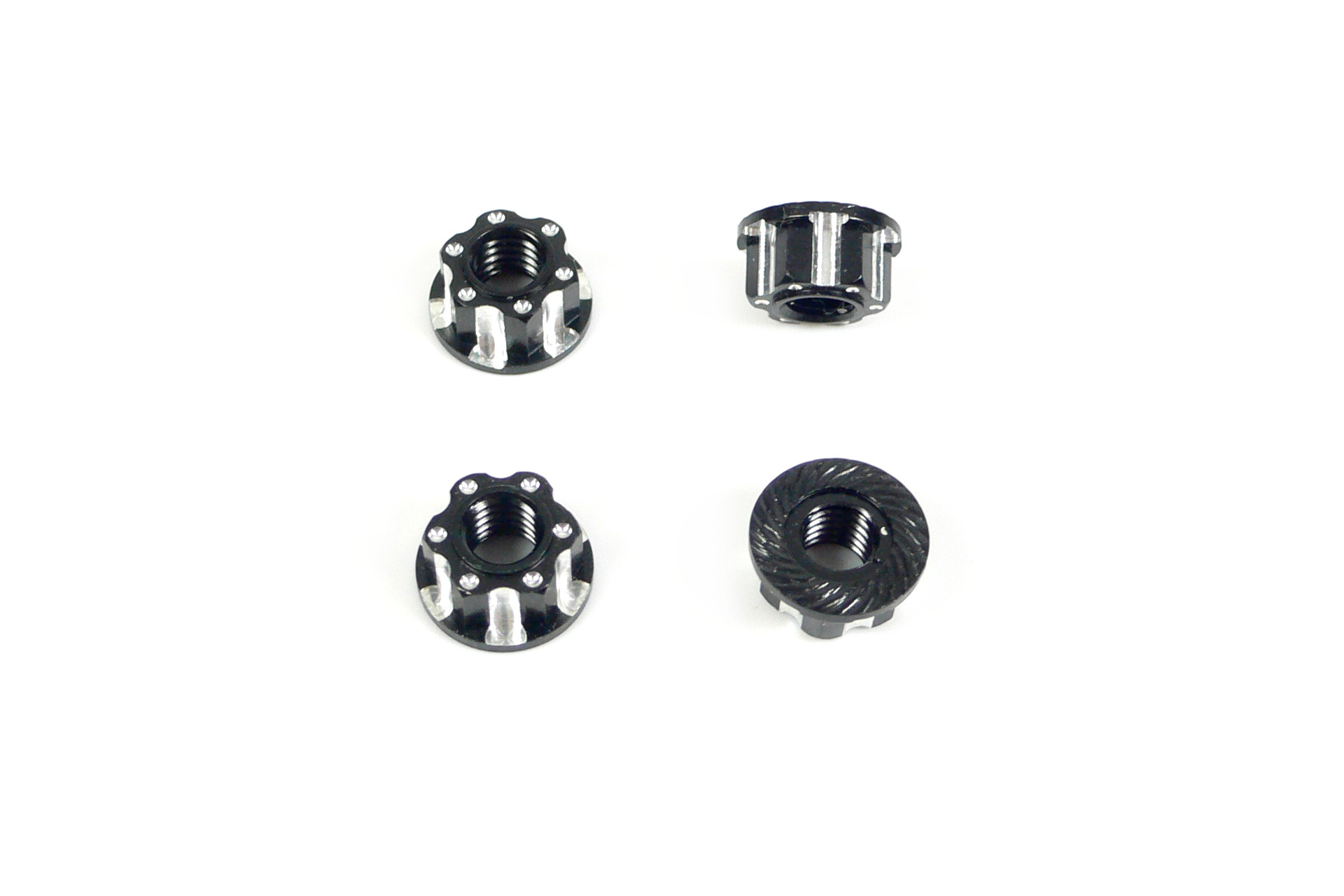 HSP Aluminium Radmutter M4 Schwarz gefräste Kanten