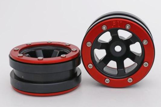 Metsafil Beadlock Wheels PT- Claw Schwarz/Rot 1.9 (2 St.)  MT0060BR