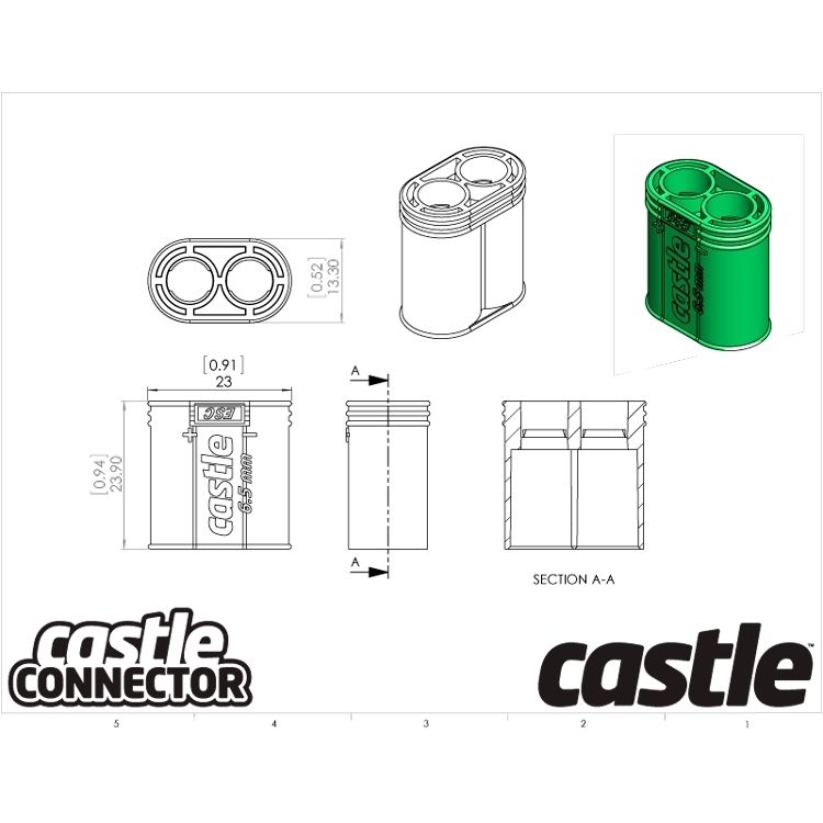 Castle Bullet Connector 6.5 mm mit Gehäuse 1Paar 011-0053-00