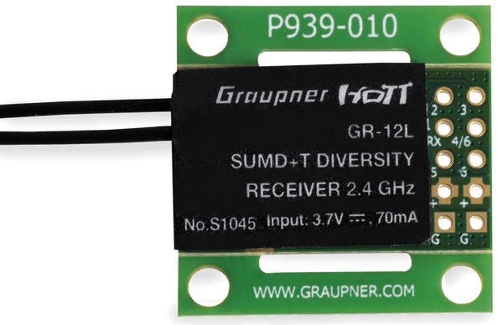 GRAUPNER GR-12L SUMD+T 2 Antennen PCB Empfänger S1045