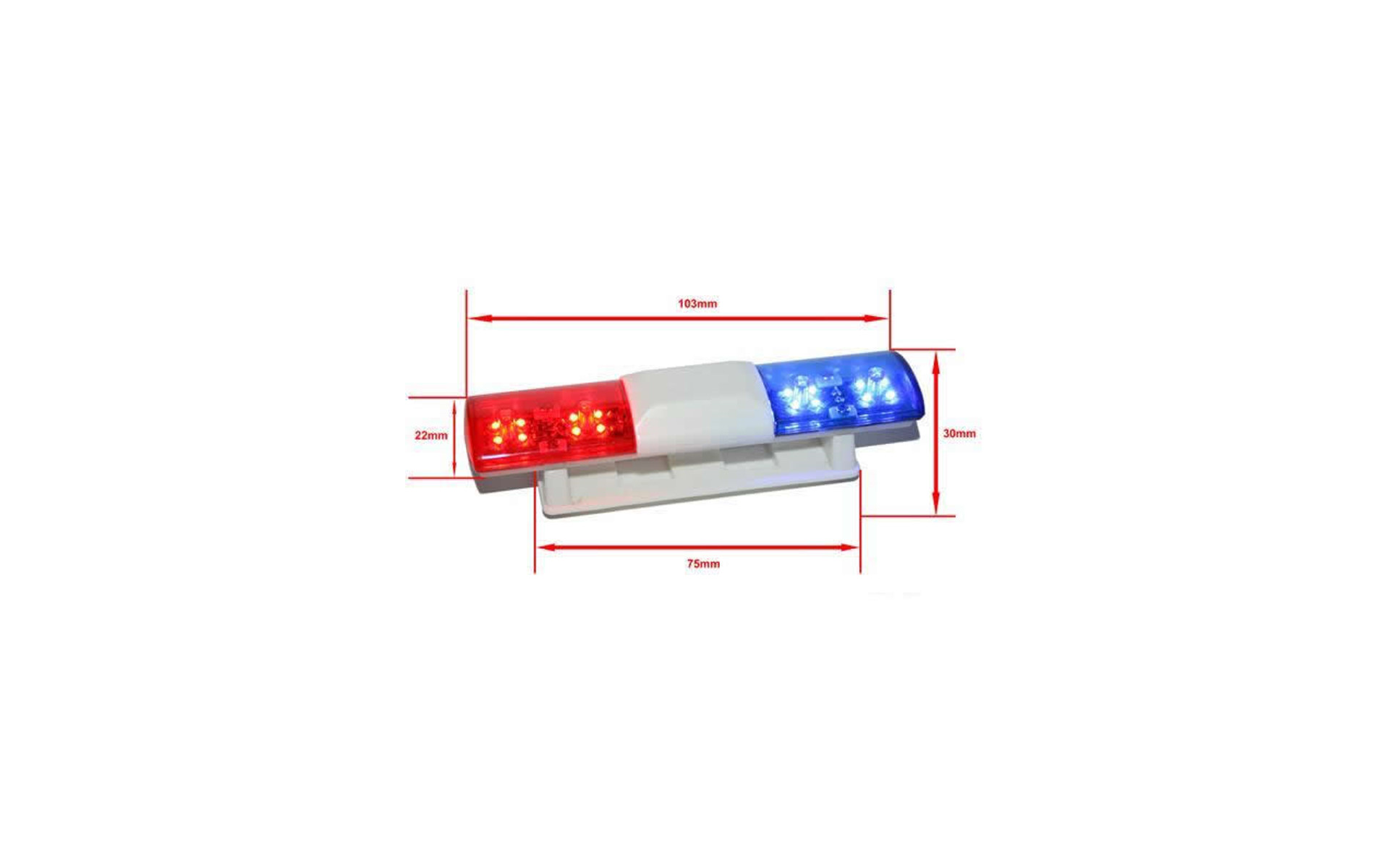HRC Dachleuchten V1 Blau/Rot Police LED Lichtset 1/10 JR Stecker 6 Blinkenmodus HRC8731U
