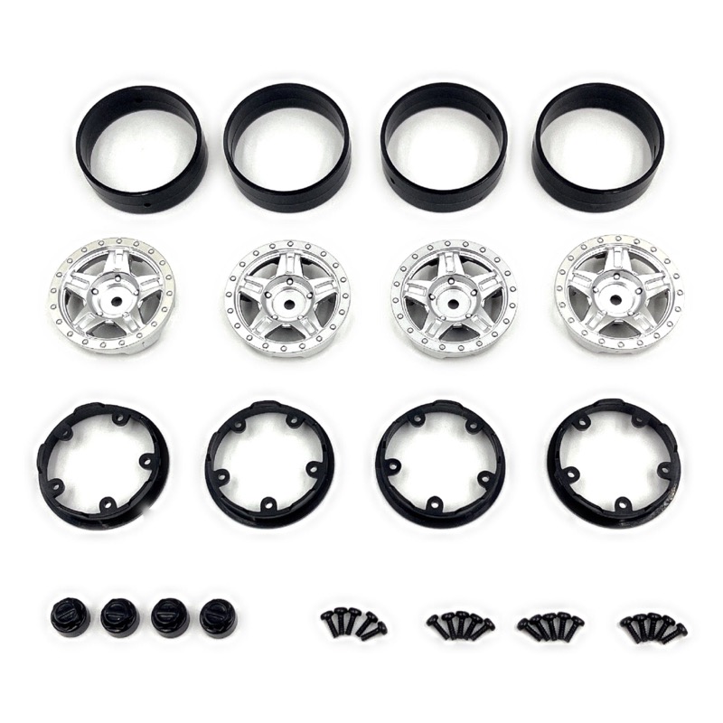 Hobby Plus Deep Star Bead Lock Wheel ( 1.2 ) Satin Silver 240504