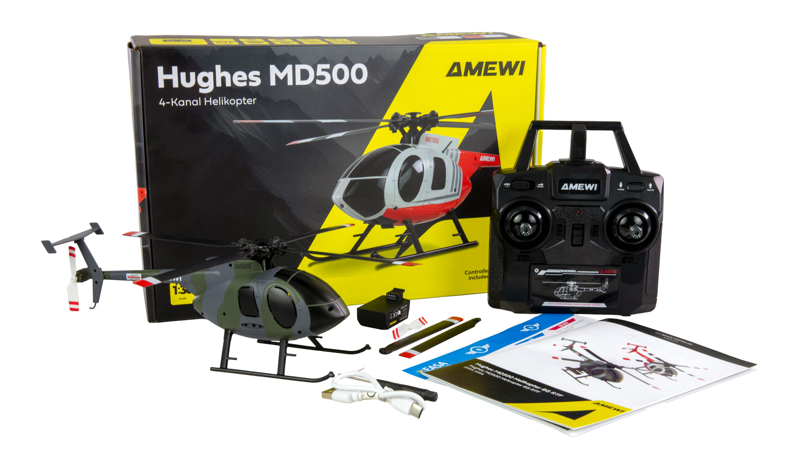 Amewi Hughes MD500 Helikopter Militär 4-Kanal 6G RTF grau 25353