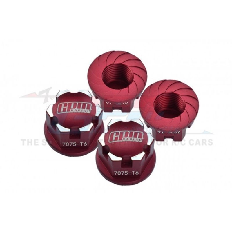 GPM Aluminium Radnabenabdeckung rot (4) TRX 1/10 E-Revo, MAXX & Sledge ER2005AR