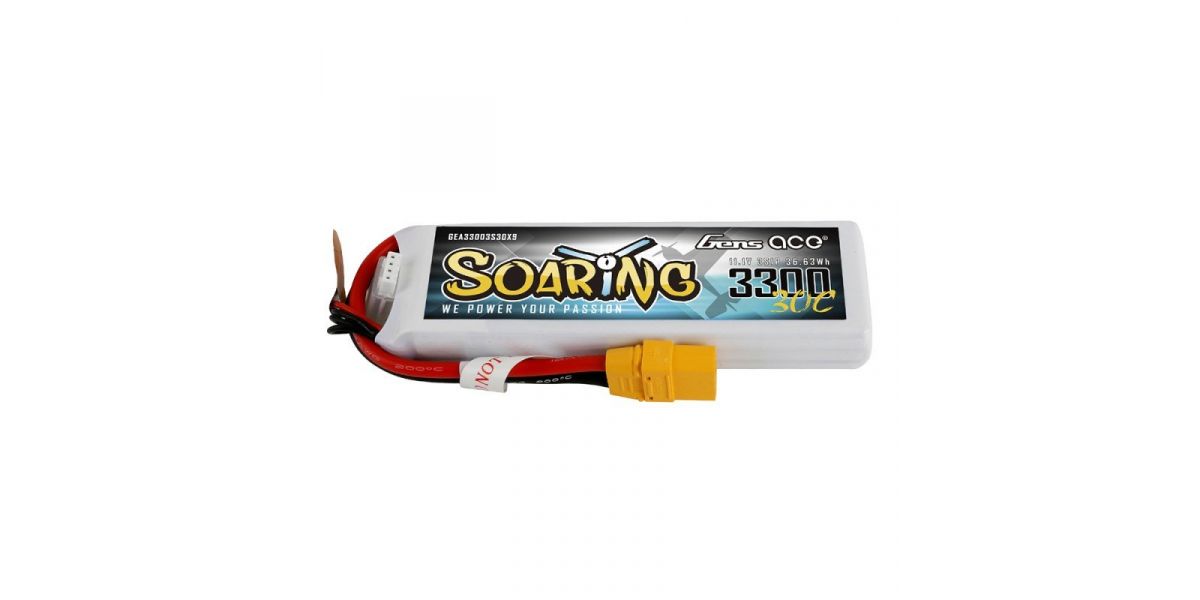 Gens ace Soaring LiPo 3S 11.1V-3300-30C (XT90) 131x42.5x19.5mm 252g GE1-3300S-3X9
