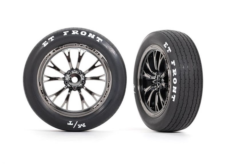 Traxxas Reifen auf Felge montiert schwarz chrom vorn (2) 9474X