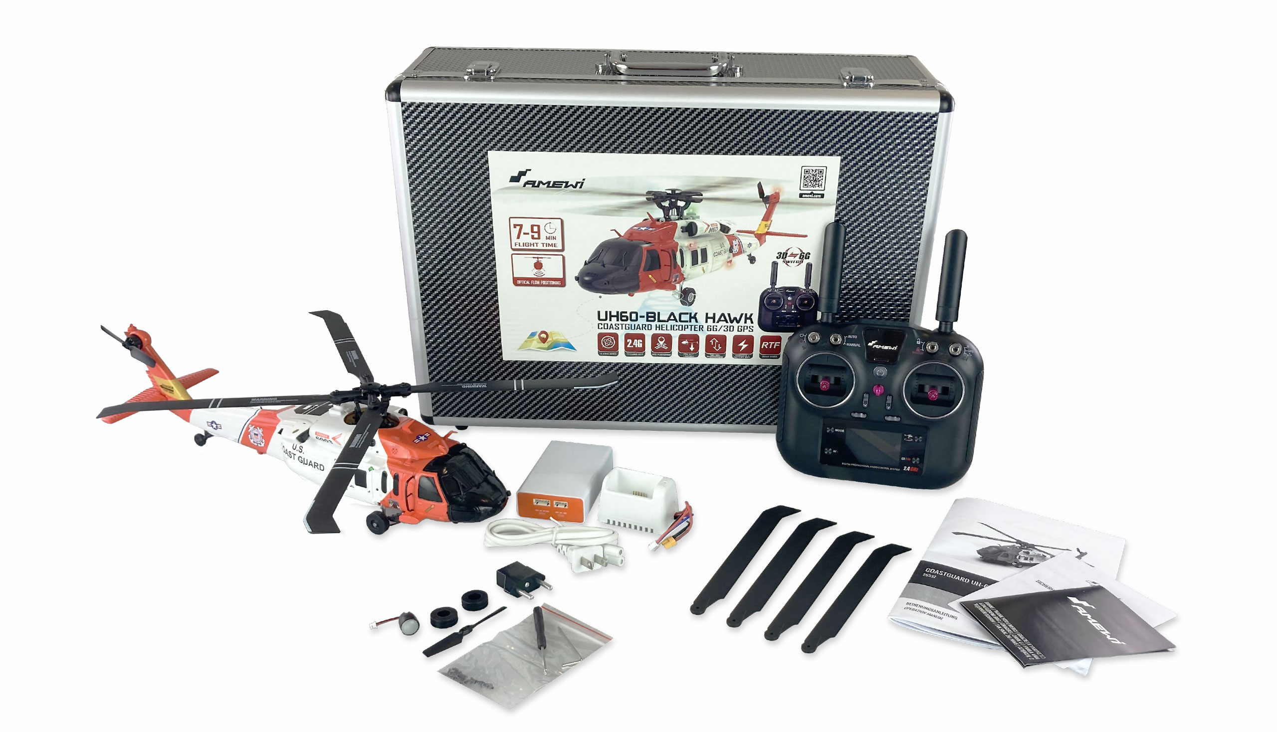 Amewi UH60 Black Hawk Coastguard Helikopter 6G/3D GPS RTF 25337