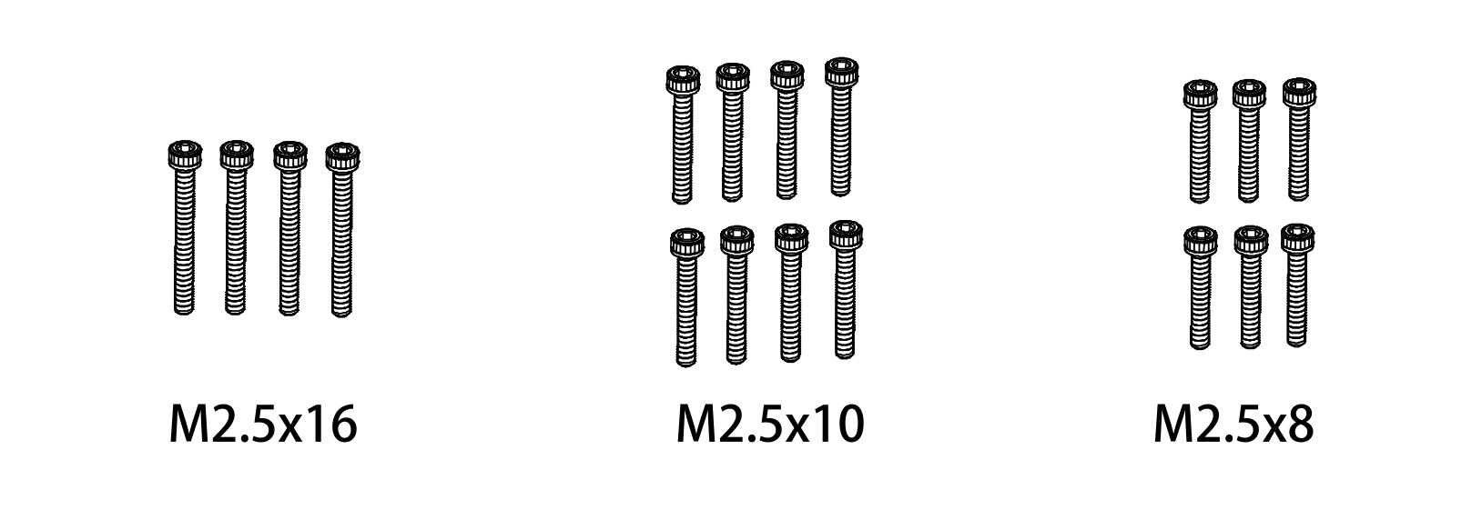 Absima Screw Set M2.5*8/M2.5*10/M2.5*16 1610167