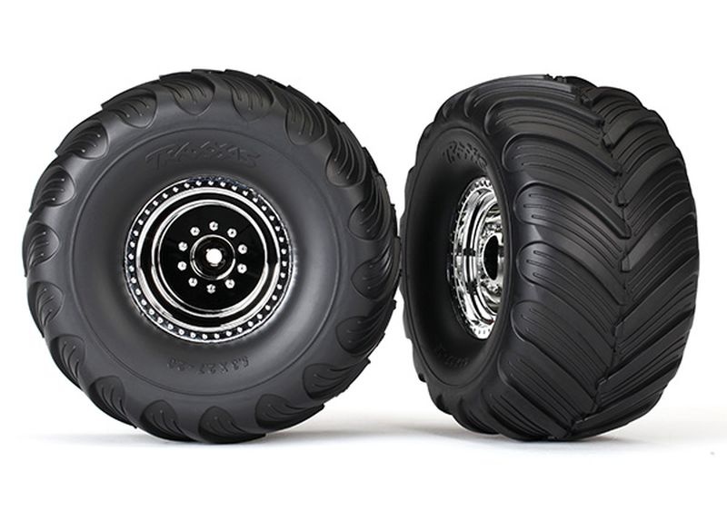 Traxxas Tires & wheels, assembled, glued (chrome wheels, Terra Groov 3665X - Abbildung 1
