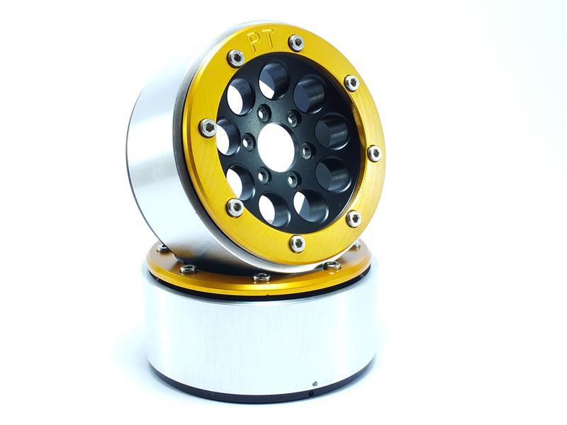 Metsafil Beadlock Wheels GUN schwarz/gold 1.9 (2 St.) ohne Radnabe MT5020BGO