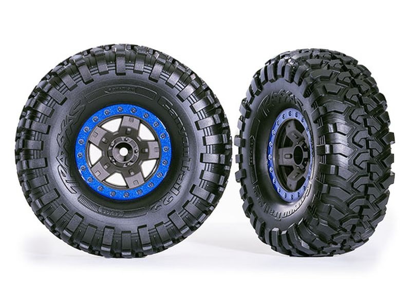 Traxxas Canyon Trail 5.3x2.2 Reifen auf TRX-4 Felgen grau/blau (2) TRX-4 8181-BLUE