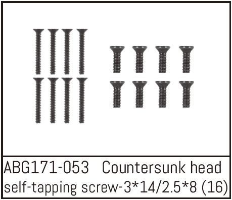 Absima Countersunk Screw M3*14 (8PCS) / M2.5*8 (8PCS) ABG171-053