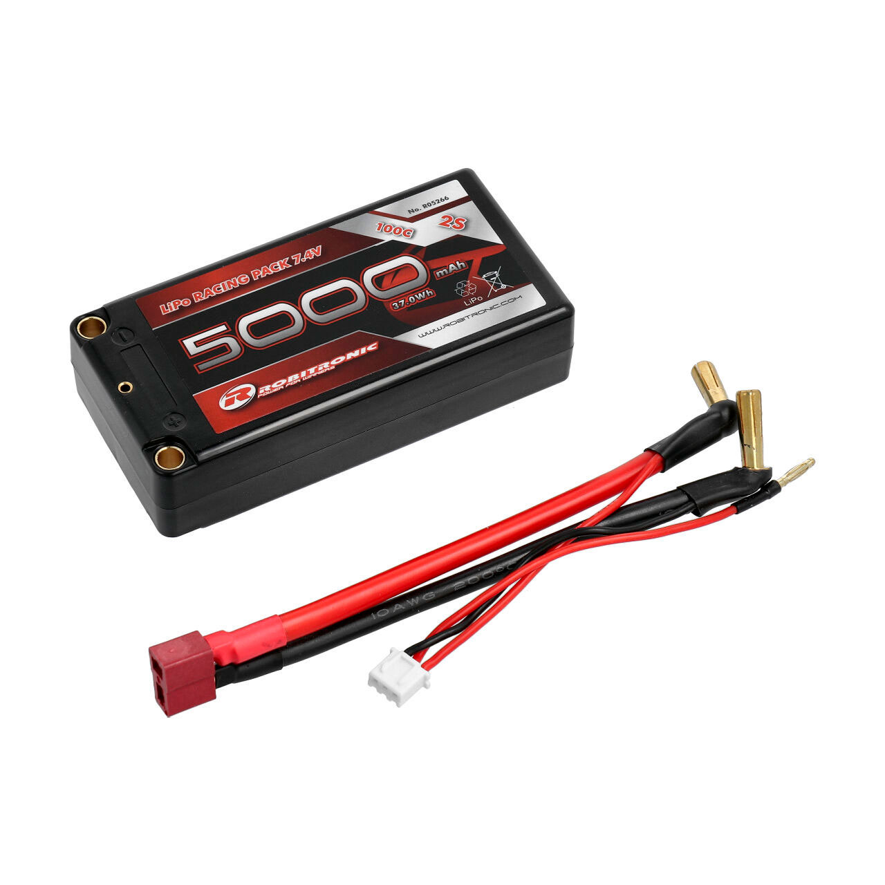 Robitronic LiPo Shorty 5000mAh 2S 100C 5mm Buchse R05266