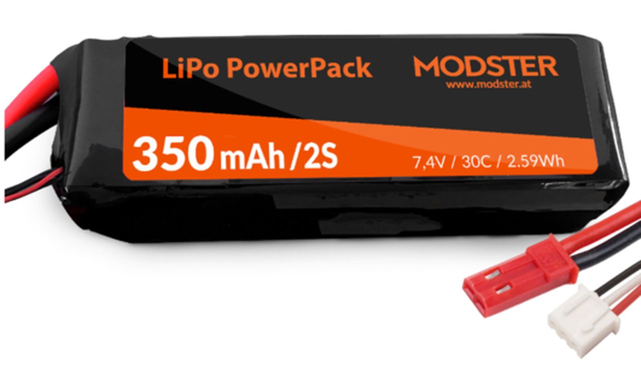 Modster LiPo Akku 2S 7,4V 350 mAh 30C (JST) PowerPack Easy Trainer 8 MD10085