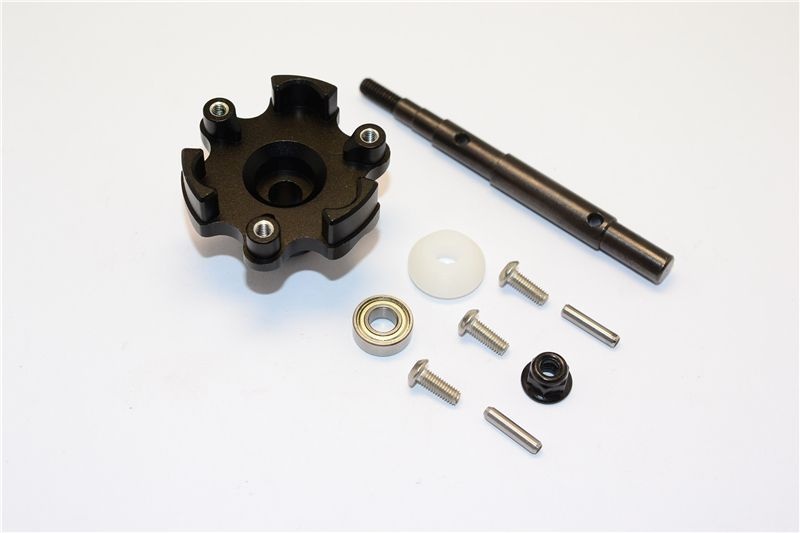 GPM Alu Hauptzahnrad Adapter und Welle schwarz Traxxas X-MAXX