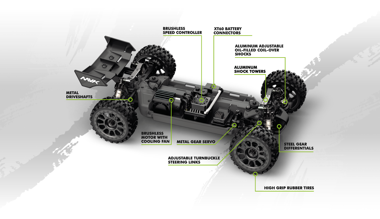 Maverick QByte XB Flux 1/12 Brushless Buggy fluoreszierend Grün 151403 - Abbildung 4