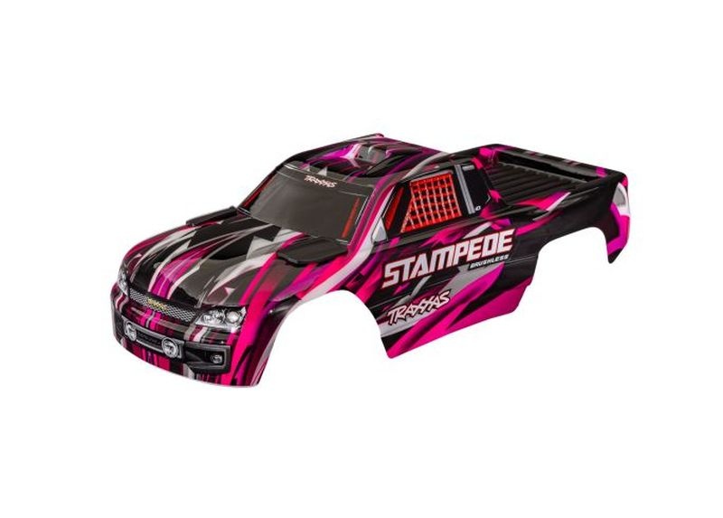 Traxxas Karosserie Stampede & VXL pink clipless mit Aufkleber  3620-PINK - Abbildung 1