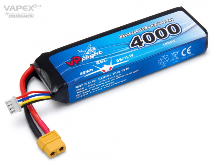 Vapex LiPo Akku 3S 11,1V 4000mAh 25C XT60-Stecker LP041FXT