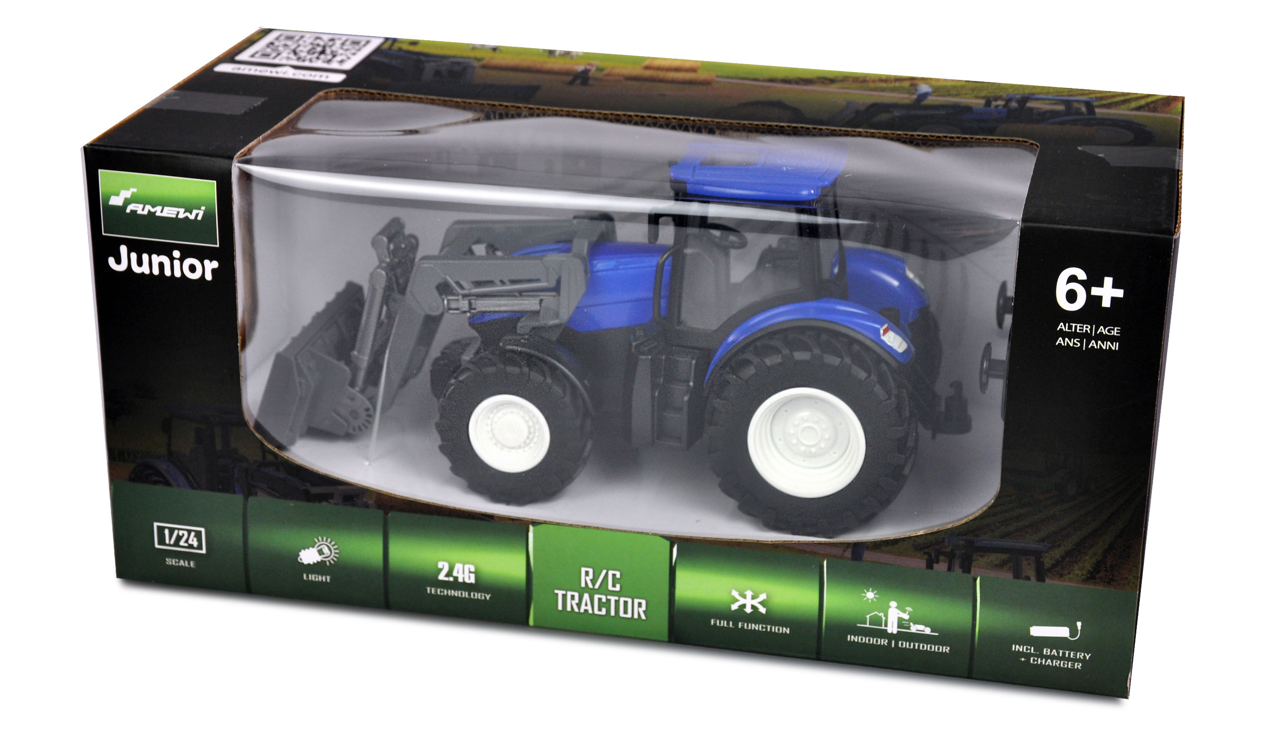 Amewi RC Traktor mit Räum-/Schiebeschild 1:24 RTR 22597