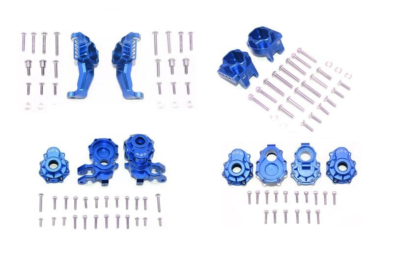 GPM Alum. Lenkhebel, C-Hub, Radträger, Portalgehäuse blau Traxxas Traxxas4 & 6