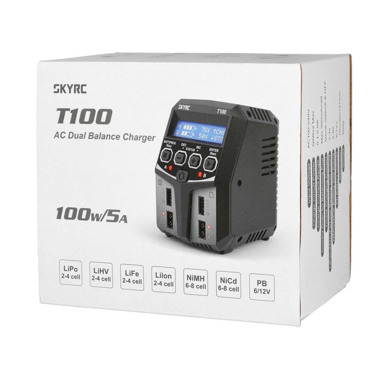 SkyRC T100 AC Dual Ladegerät LiPo 2-4s 5A 2x50W SK-100162 - Abbildung 3